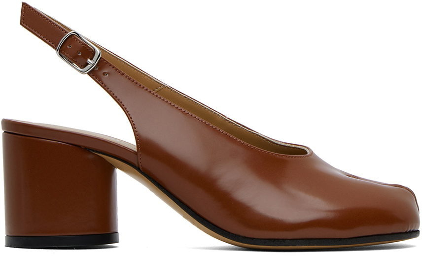 maision margiela ブラウンレザー ハイヒール 36 Maison Margiela Brown Tabi Heels Maison Margiela