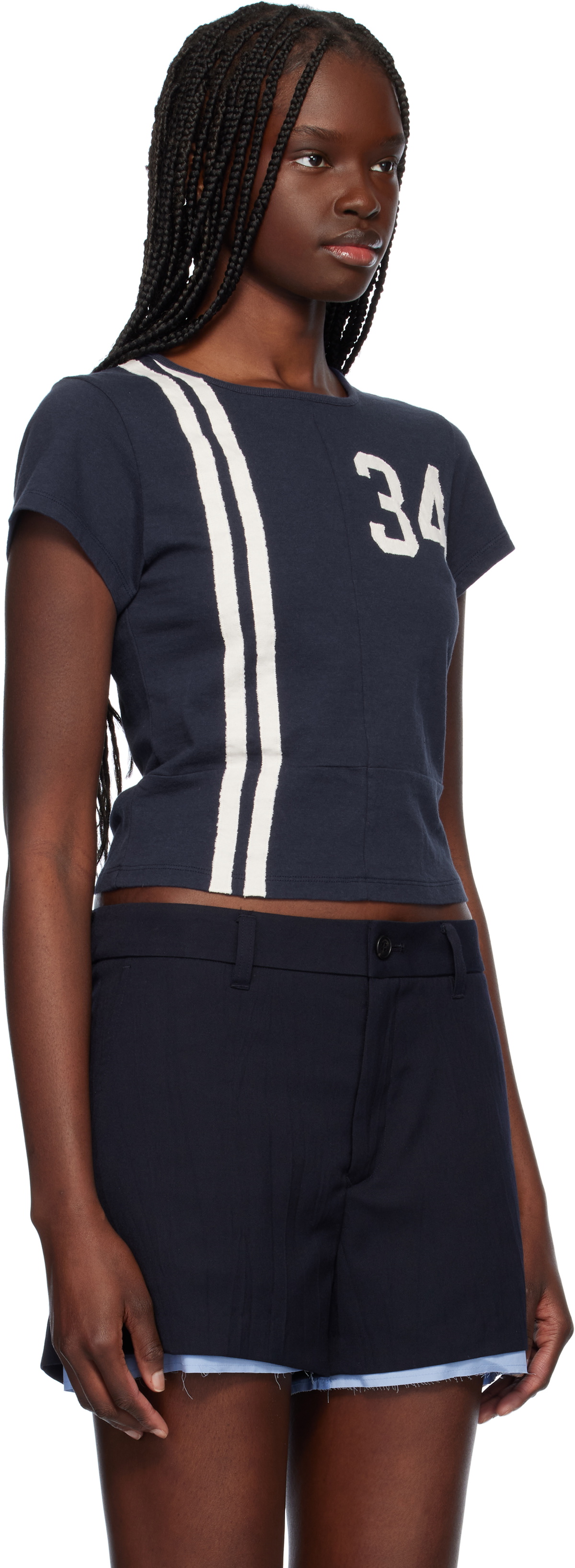AMBUSH Navy Paneled Fitted T-shirt
