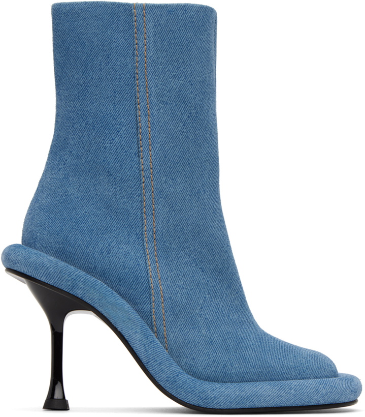 Photo: JW Anderson Blue Bumper-Tube Heel Ankle Boots