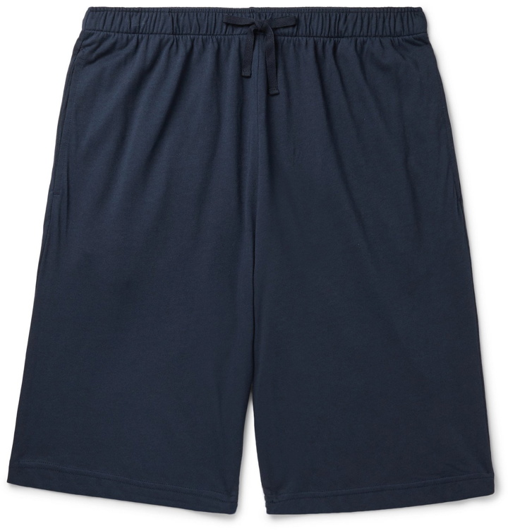 Photo: Sunspel - Lounge Cotton and Modal-Blend Jersey Drawstring Shorts - Blue