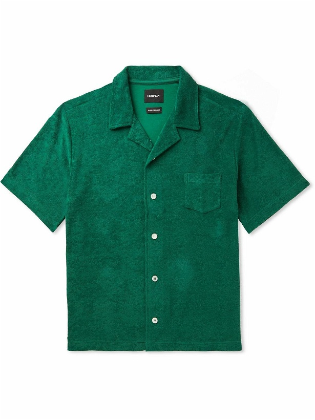 Photo: Howlin' - Cocktail in Towel Camp-Collar Cotton-Blend Terry Shirt - Green