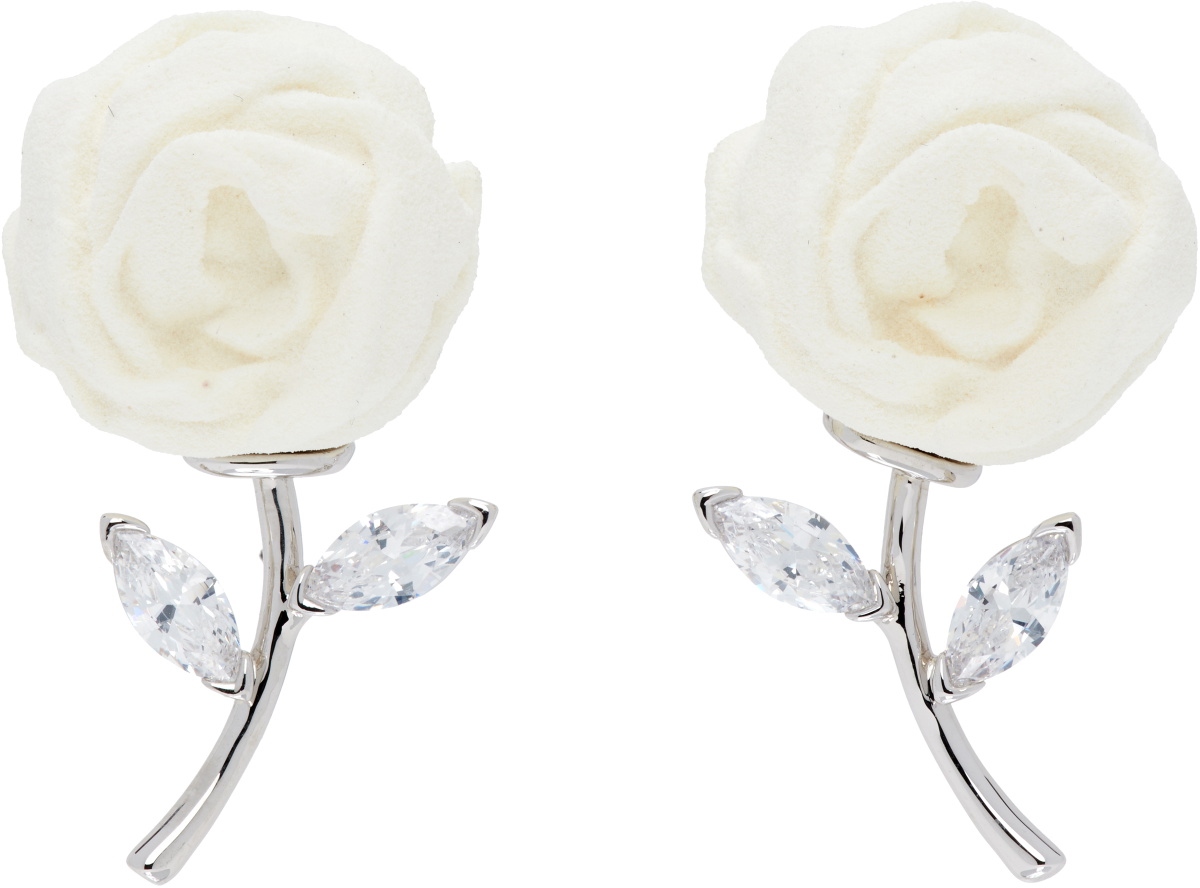 SHUSHU/TONG YVMIN Edition Paper Ball Rose Gemstone Leaf Stud Earrings