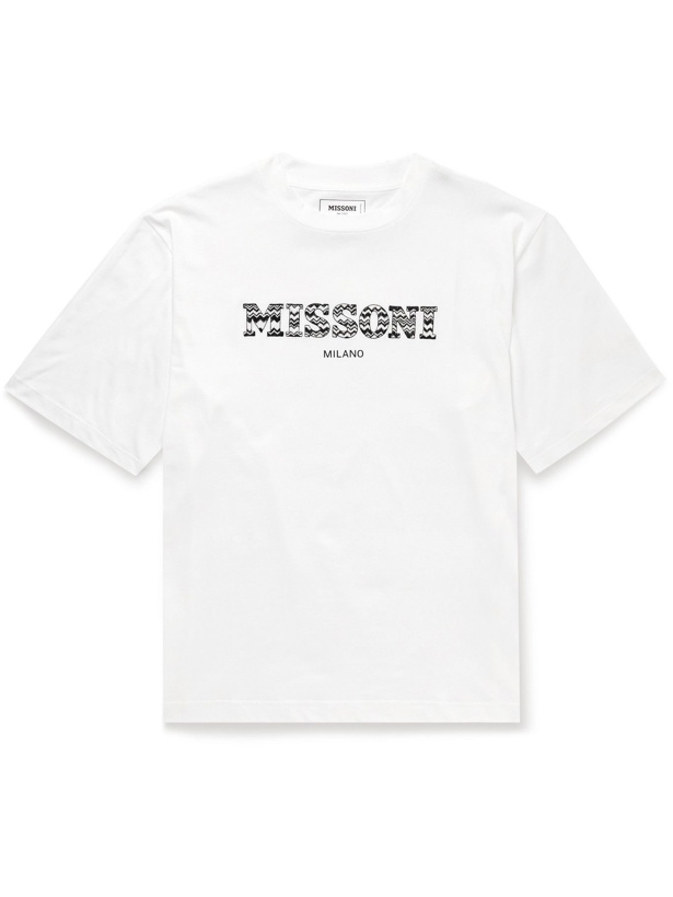 Photo: Missoni - Logo-Appliquéd Cotton-Jersey T-Shirt - White