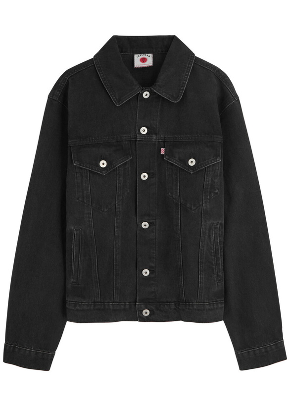 Photo: Ice Cream Running Dog Printed Denim Jacket Black