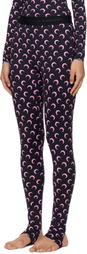 Marine Serre Black Recycled Moon Jersey Stirrup Leggings