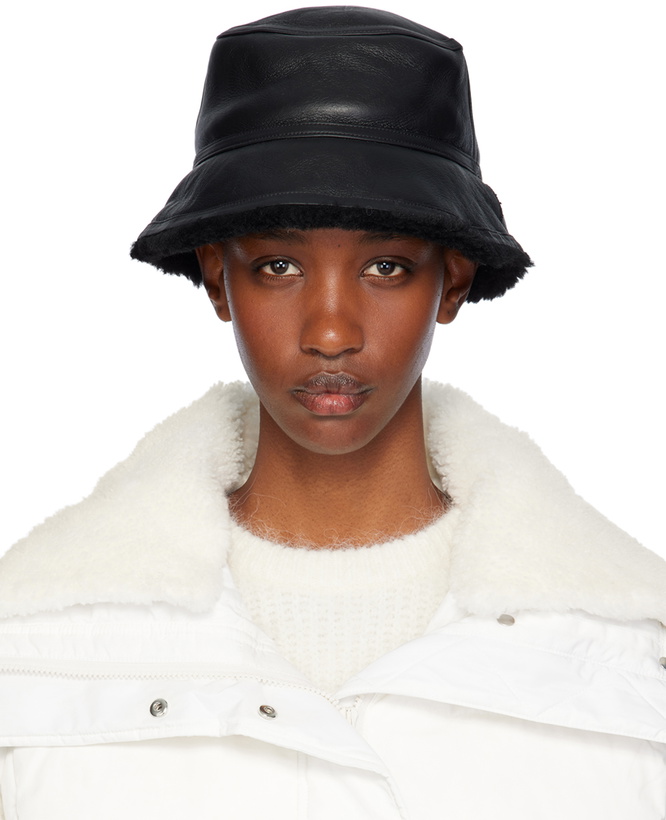 Yves Salomon Reversible Off-White Shearling & Leather Bucket  display picture 1