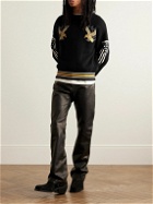 Rhude - Logo-Embroidered Intarsia Cotton and Cashmere-Blend Sweater - Black