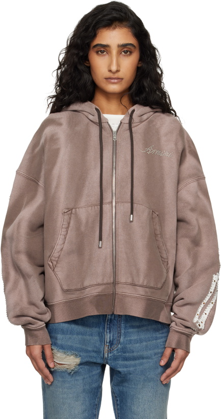 Photo: AMIRI Brown Bones Studded Zip Hoodie