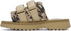 Palm Angels Beige & Black Suicoke Edition Moto-P Sandals