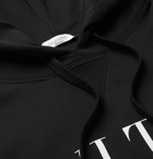 Valentino - Oversized Logo-Print Loopback Cotton-Blend Jersey Hoodie - Black