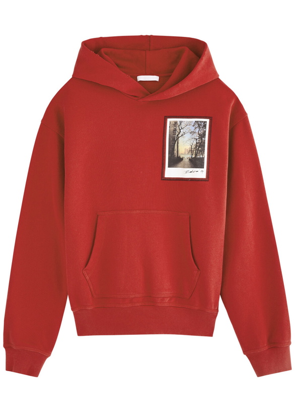 Photo: Helmut Lang Postcard Printed Hooded Cotton Sweatshirt Red