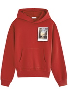 Helmut Lang Postcard Printed Hooded Cotton Sweatshirt Red
