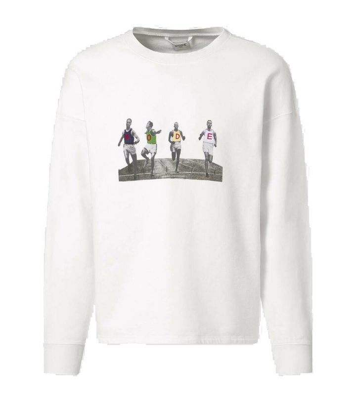 Photo: Bode Finish Line patch-appliqué cotton sweatshirt