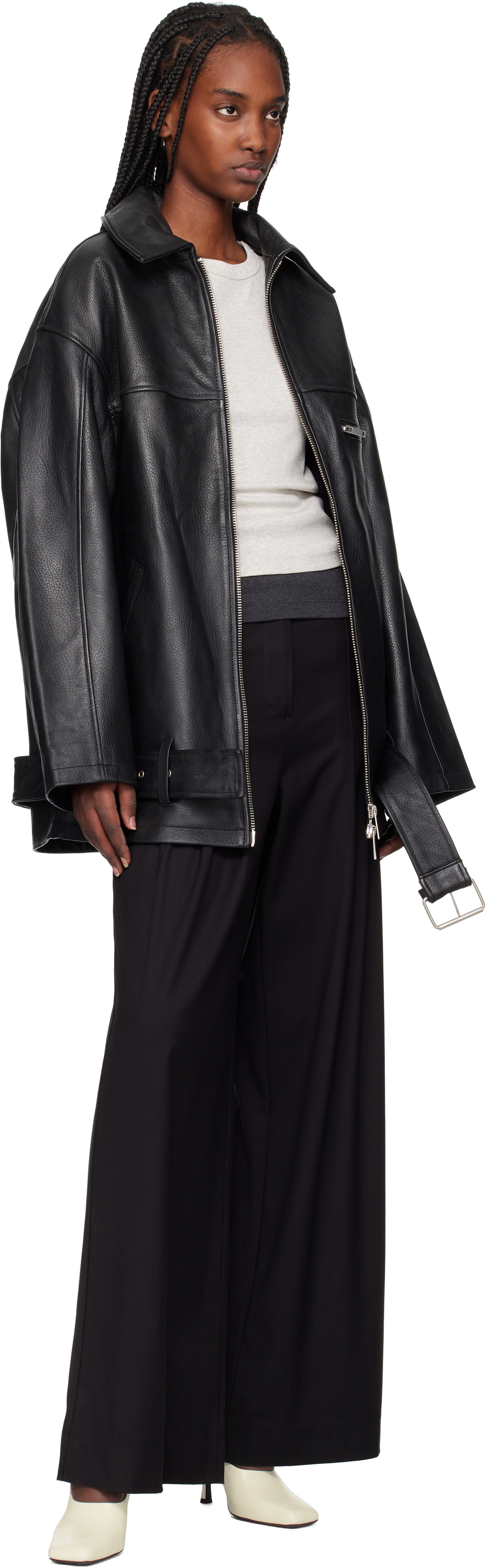 REMAIN Birger Christensen Black Oversize Leather Jacket