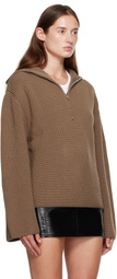 Courrèges Brown Ribbed Wool Trucker Sweater