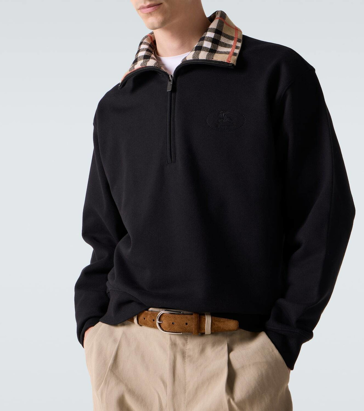 Burberry Burberry Check cotton jersey half-zip sweatshirt