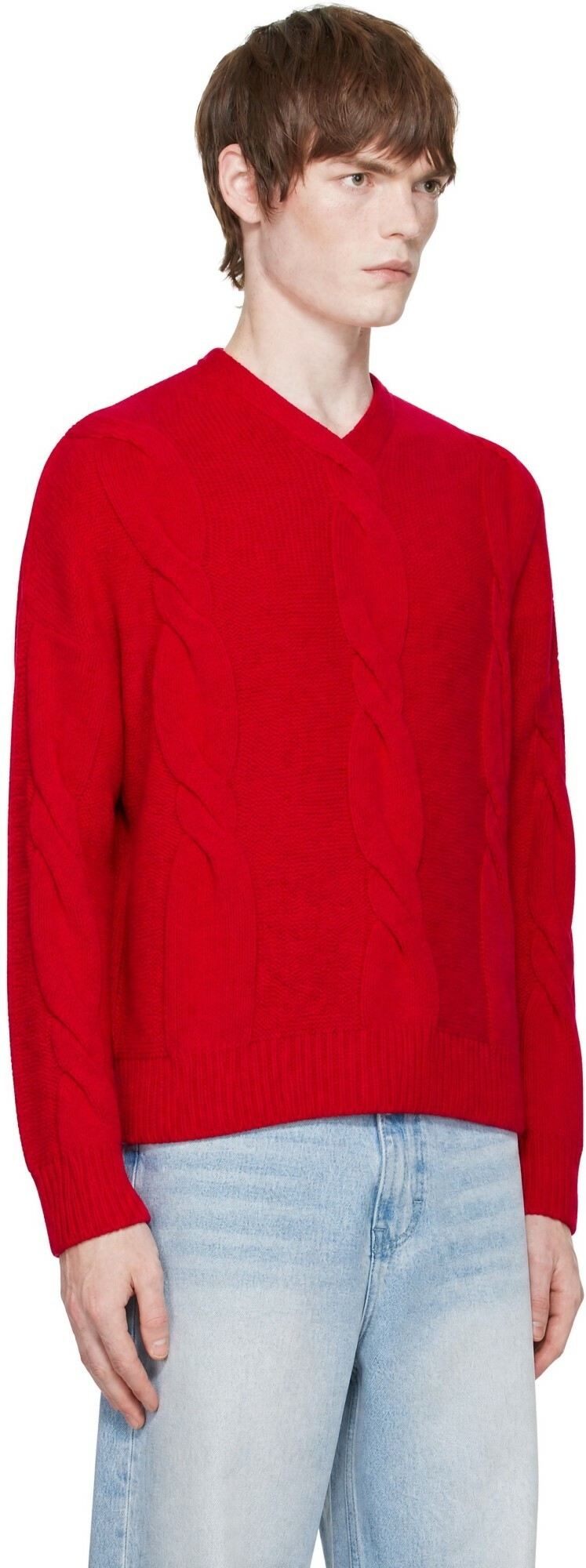 Cordera Red Wool Braided Sweater