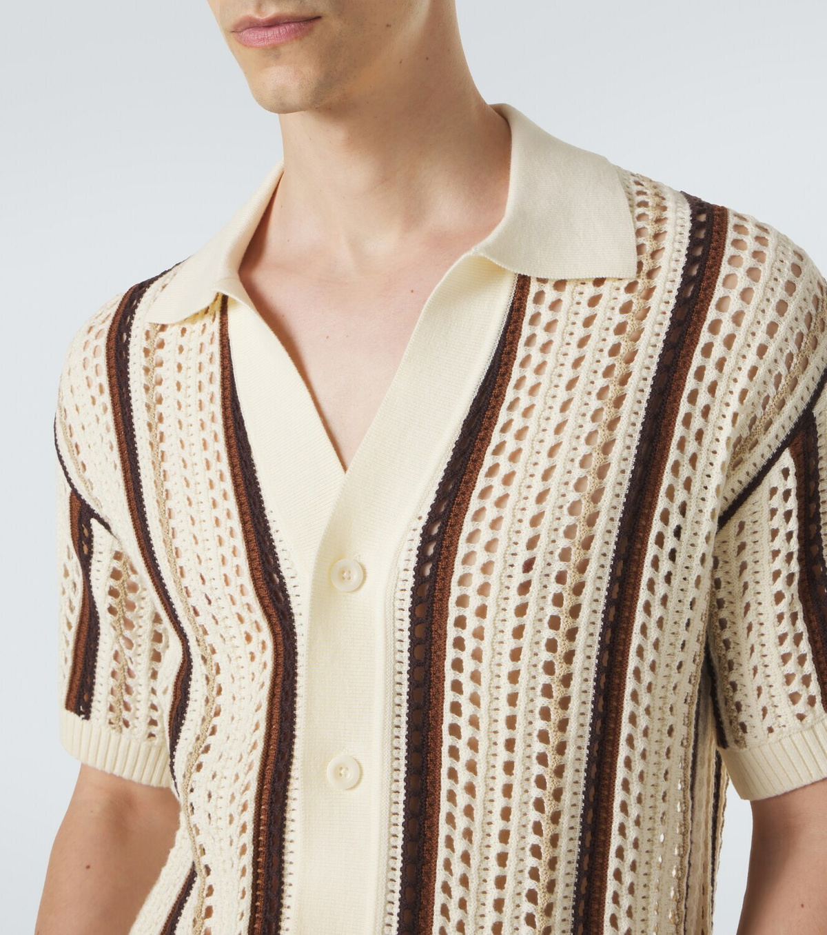 Frescobol Carioca Pinto crochet striped cotton shirt