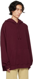 MM6 Maison Margiela Burgundy Embroidered Hoodie