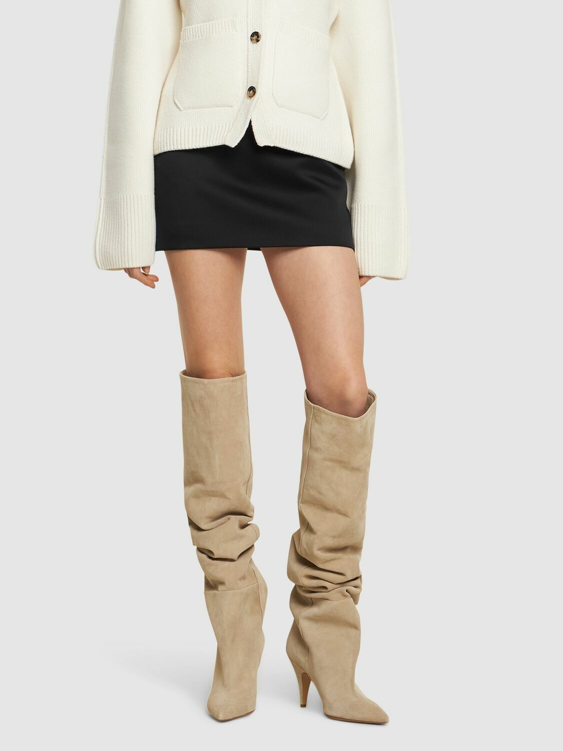 KHAITE - 90mm River Knee High Suede Boots