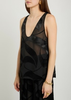 Delos Mira Devoré Georgette top Black
