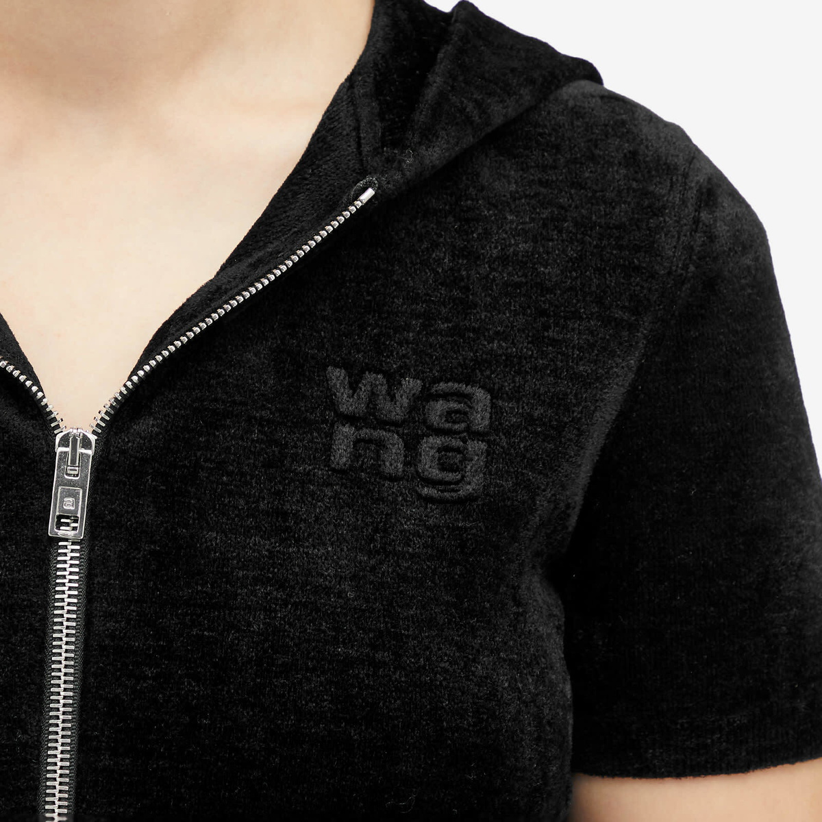 Alexander Wang Women's Short Sleeve Crop Logo Hoodie in