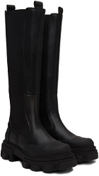 GANNI Black Cleated High Chelsea Boots