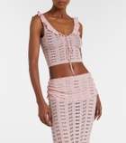 Aya Muse Ruffled pointelle crop top