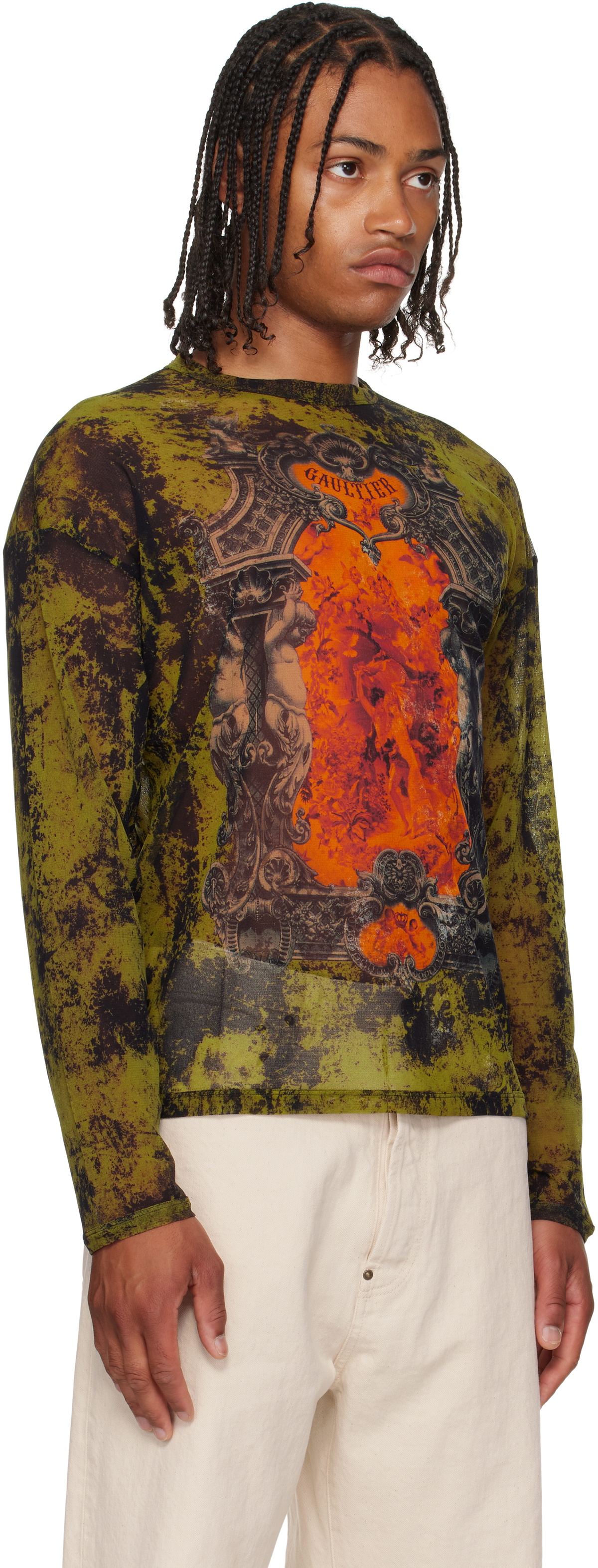 Jean Paul Gaultier Black & Khaki 'The Oversized Médaillon' Top