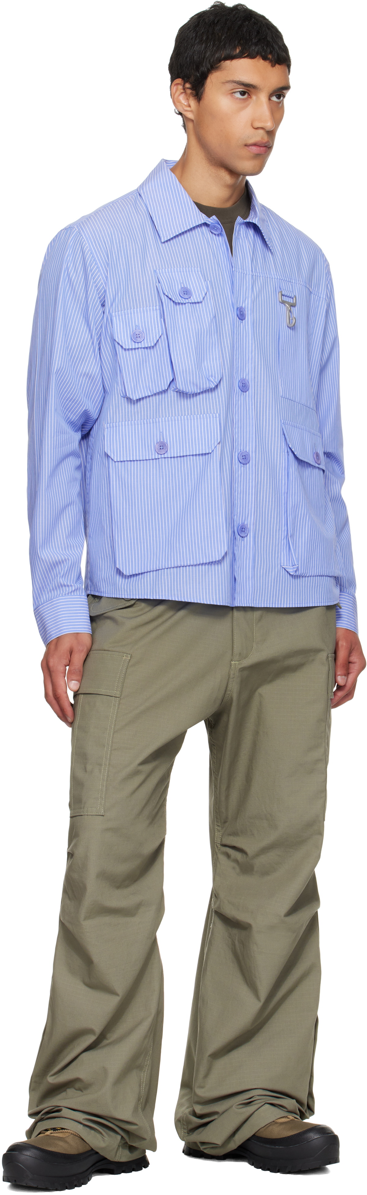 Reese Cooper Blue Cargo Button Down Shirt