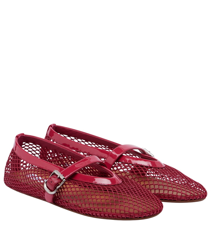 Photo: Alaïa Leather-trimmed fishnet ballet flats