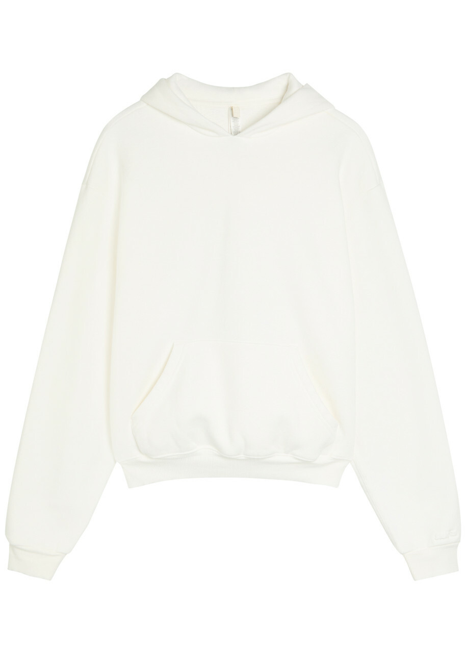 Skims Classic Hooded Cotton-blend Sweatshirt Off White