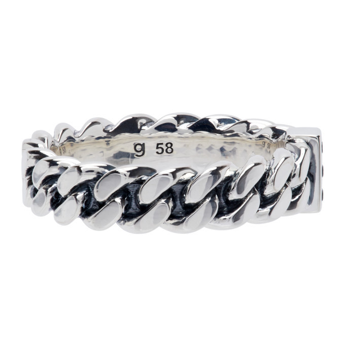 Tom Wood Silver Spinel Slim Chain Ring Tom Wood