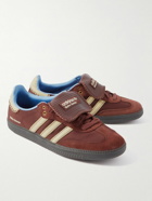 adidas Consortium - Wales Bonner Samba Suede-Trimmed Leather Sneakers - Brown