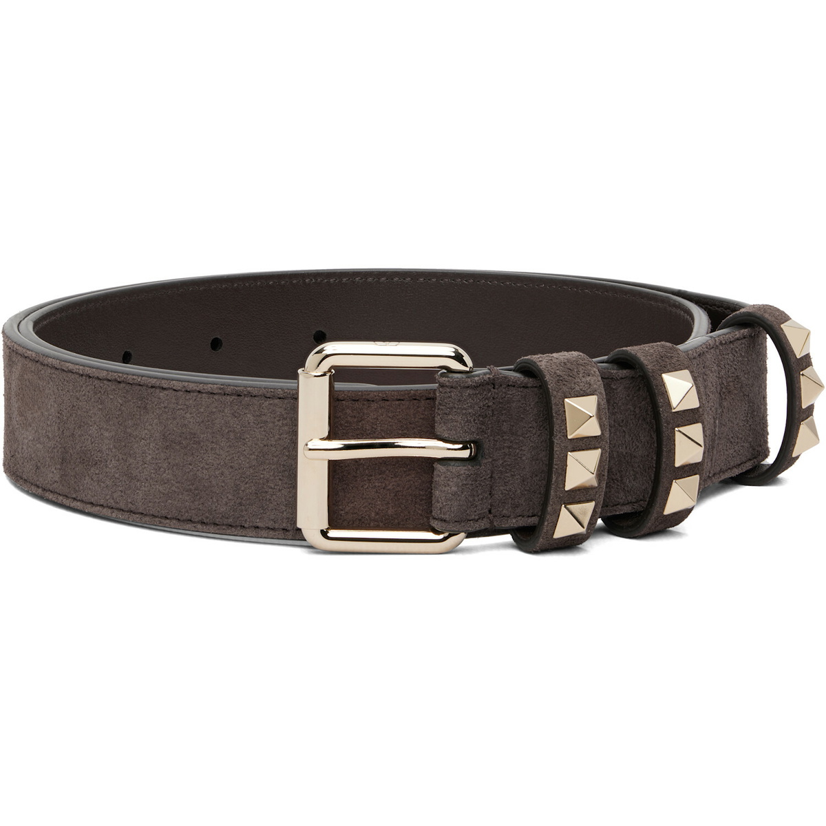 Valentino Garavani Brown Rockstud Suede 30 Belt