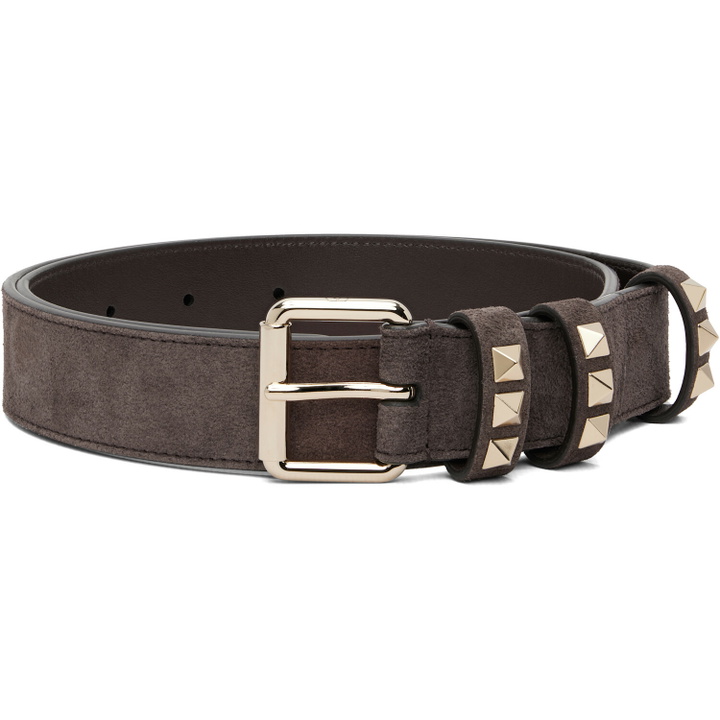 Photo: Valentino Garavani Brown Rockstud Suede 30 Belt