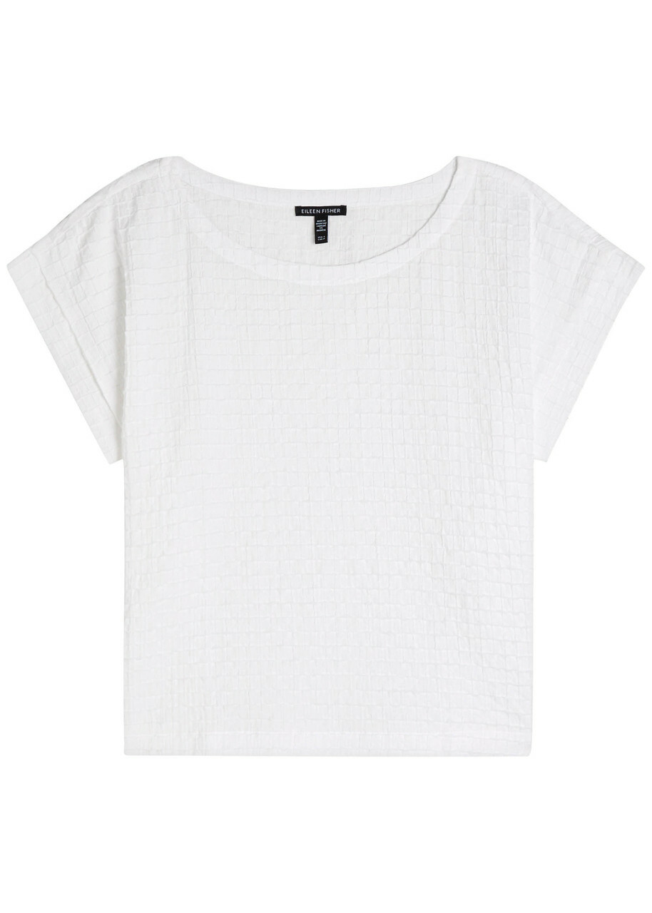 Eileen Fisher Textured Cotton- Voile T-shirt White