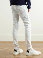 AMIRI - Skinny-Fit Logo-Appliquéd Crystal-Embellished Distressed Jeans - Blue