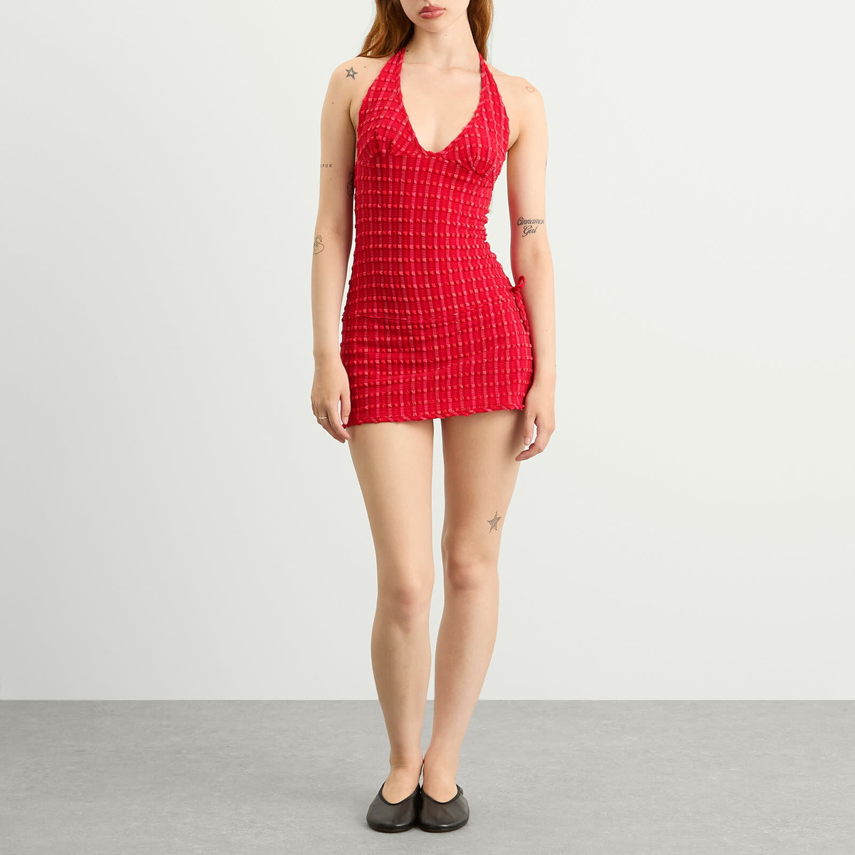 Peachy Den Women's Cindy Halter Skort Dress in Lipstick