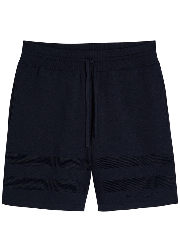 Photo: Givenchy Textured Knit Cotton-blend Shorts Navy