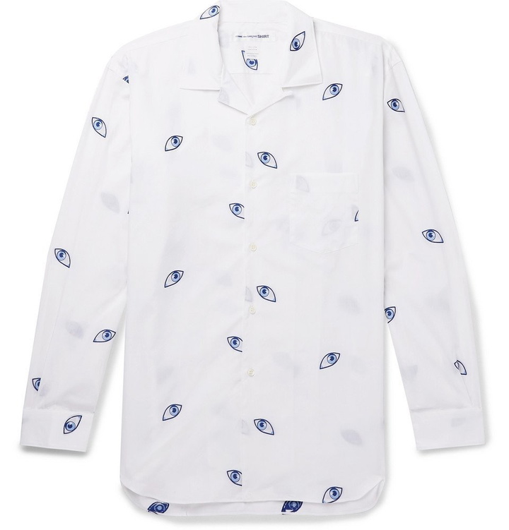 Photo: Comme des Garçons SHIRT - Camp-Collar Printed Cotton-Poplin Shirt - White