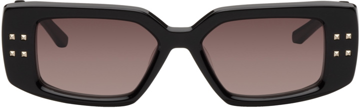 Photo: Valentino Garavani Black V Rectangular Frame Sunglasses