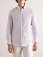Brunello Cucinelli - Button-Down Collar Striped Cotton Oxford Shirt - Purple