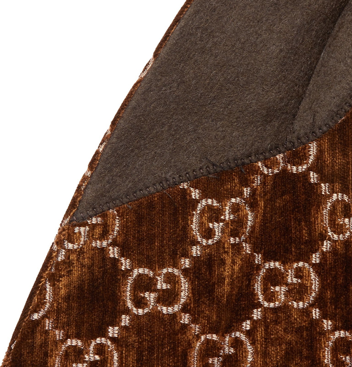 Gucci - Brown Double-Breasted Logo-Embroidered Velvet Tuxedo Jacket - Brown