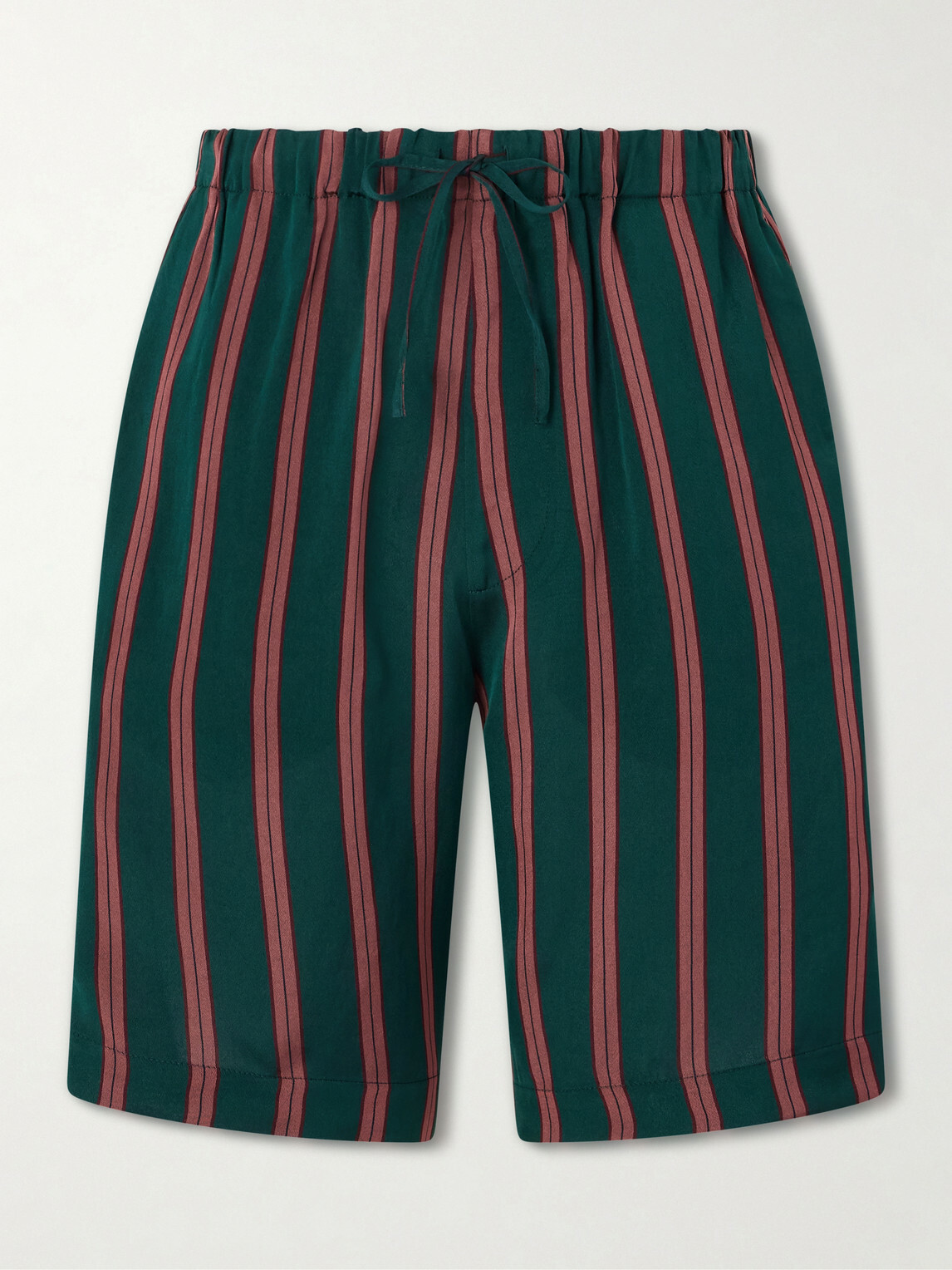 Dries Van Noten - Straight-Leg Striped Twill Drawstring Shorts - Green