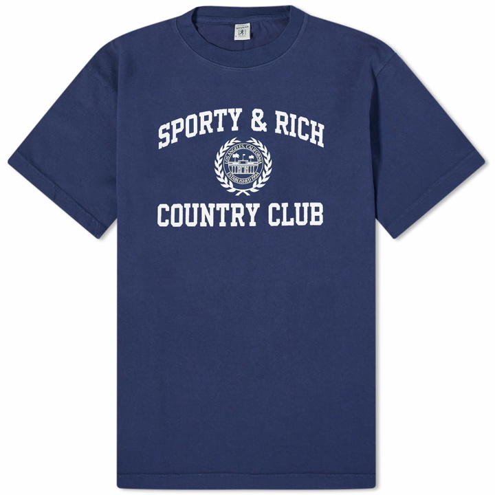 Photo: Sporty & Rich Varsity Crest T-Shirt in Navy