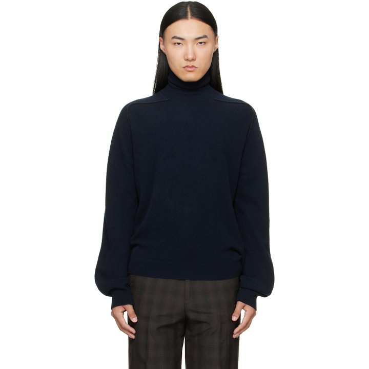 Photo: Maison Margiela Navy Virgin Wool Turtleneck