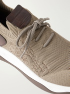 Berluti - Shadow Leather-Trimmed Stretch-Knit Sneakers - Neutrals