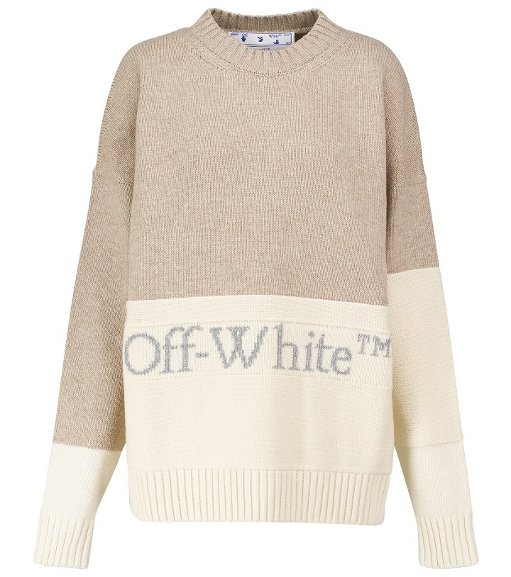 Photo: Off-White Logo intarsia wool knit sweater