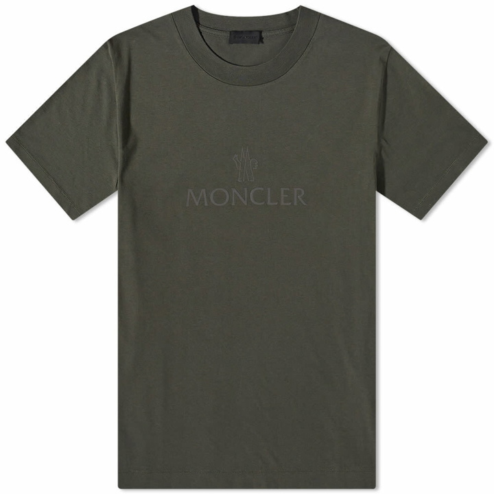 Photo: Moncler Men's Matt Black Logo T-Shirt in Dark Green